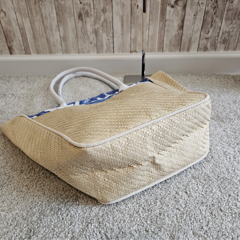 Dolce & Gabbana NWOT Tan and Blue Rattan Tote Bag - Picture 6 of 12